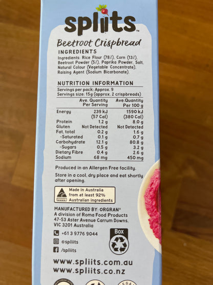BEETROOT SPLITS GLUTEN FREE